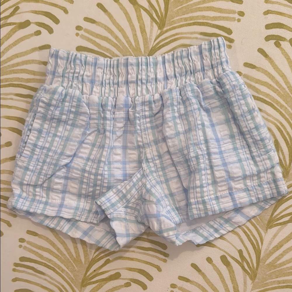 The Beaufort Bonnet Company Blue and White Plaid High Waist Shorts